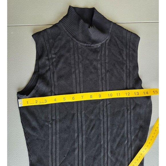 Sleeveless Black Ribbed Knit Mock Turtleneck Sweater Top By Dressbarn Size S - Picture 5 of 5